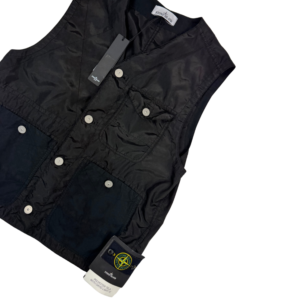 Chaqueta sin mangas Stone Island  Polyester Tela With David Light-TC negro - talla M/L