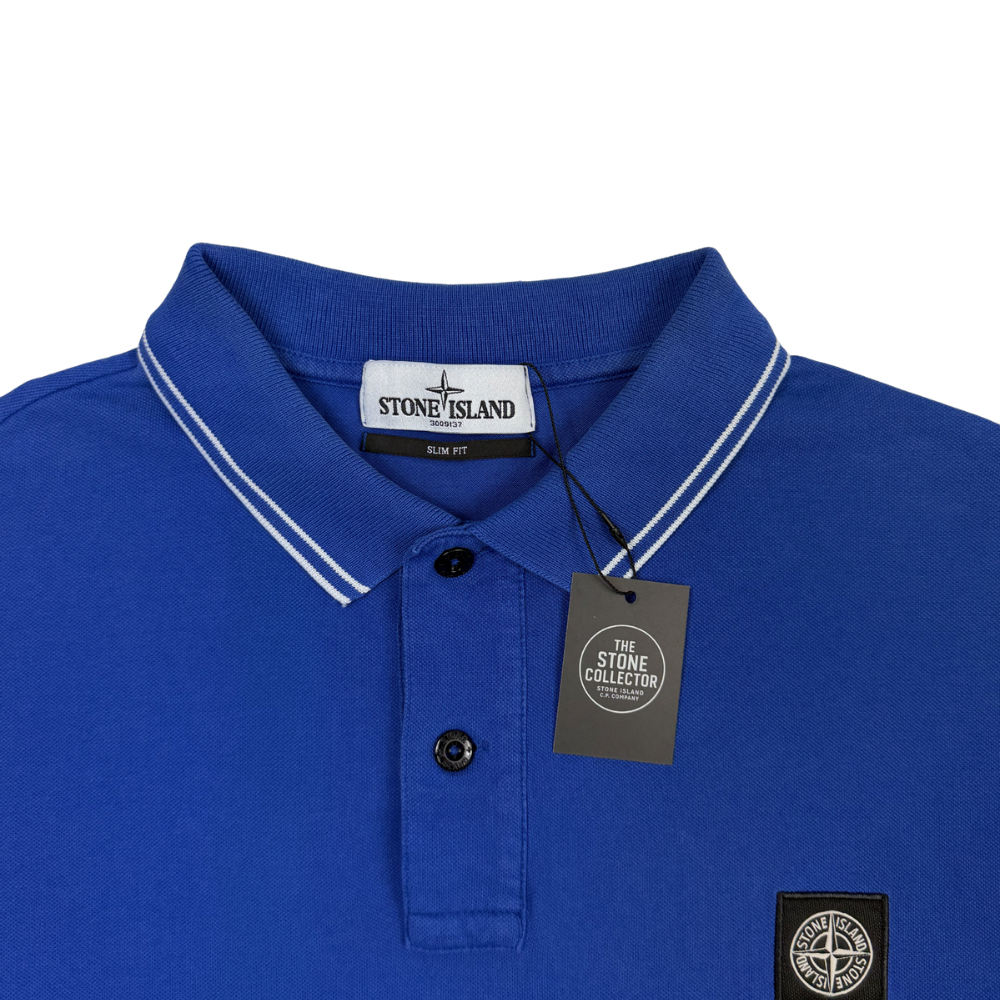Polo Stone Island azul eléctrico manga corta - talla 2XL