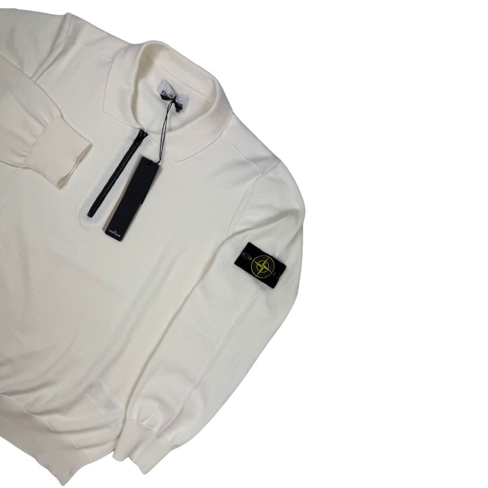 Jersey Stone Island Half-zip blanco roto - talla 3XL