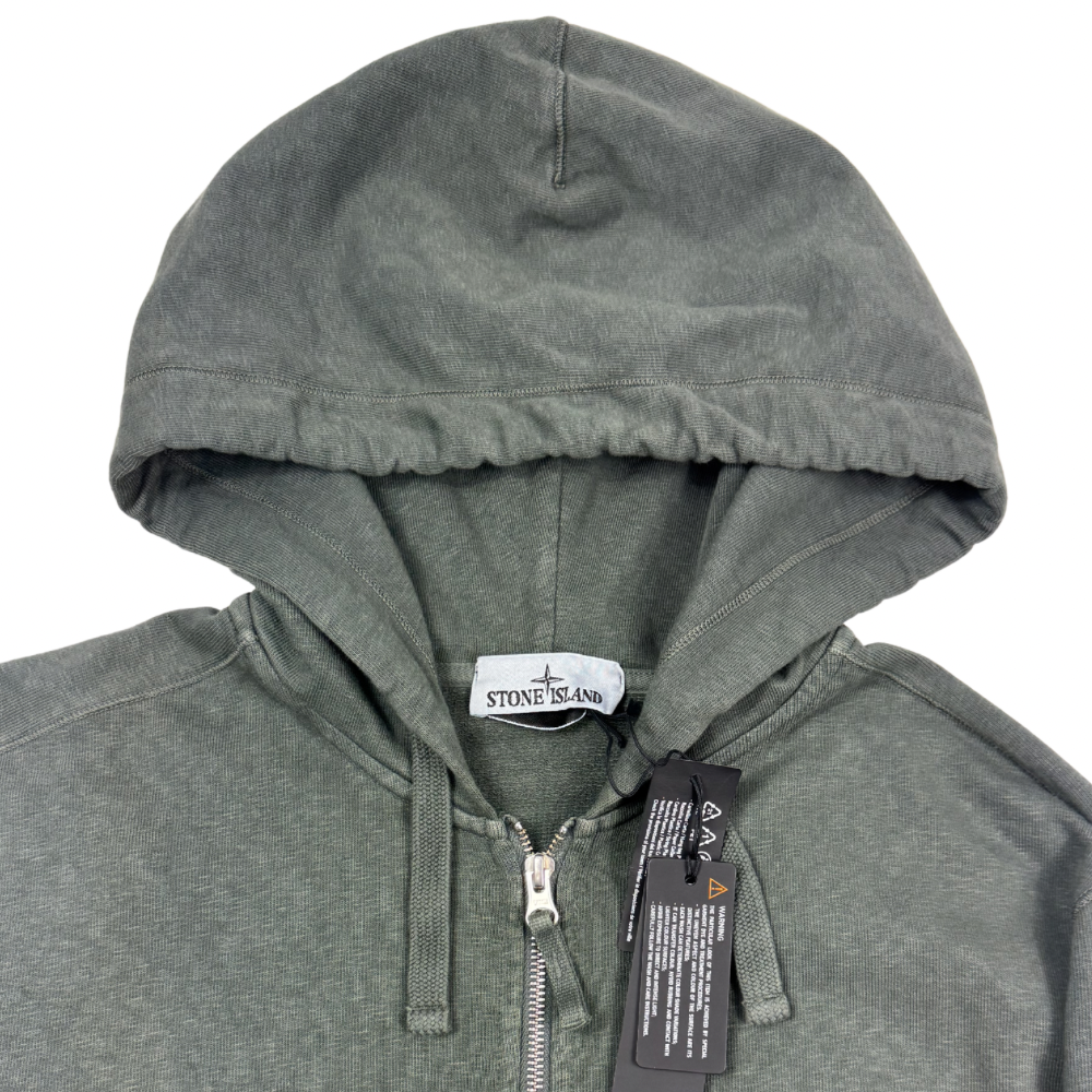 Sudadera con cremallera y capucha Stone Island verde oscuro - talla XL