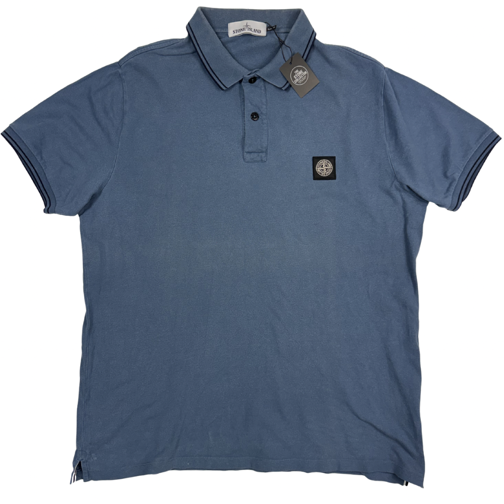 Polo Stone Island azul manga corta- talla 2XL