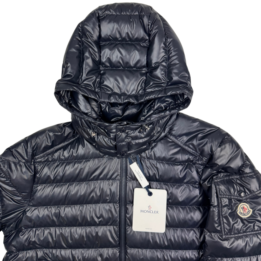 Plumífero con capucha Moncler Lauros azul marino - talla 5(XL)