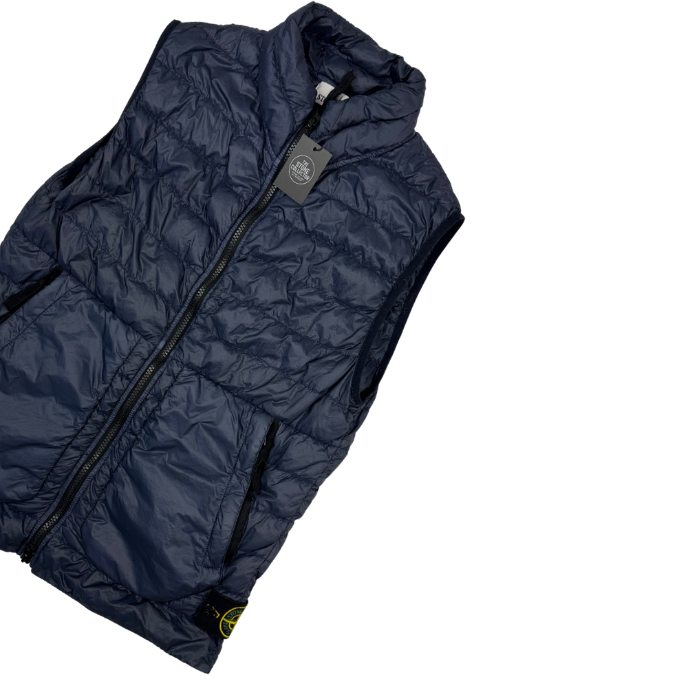 Chaqueta sin mangas Stone Island Garment Dyed Micro Yarn Down azul marino - talla S