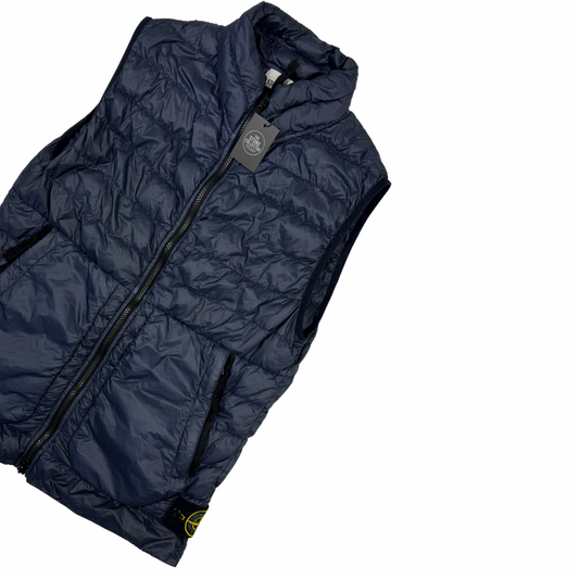 Chaqueta sin mangas Stone Island Garment Dyed Micro Yarn Down azul marino - talla S