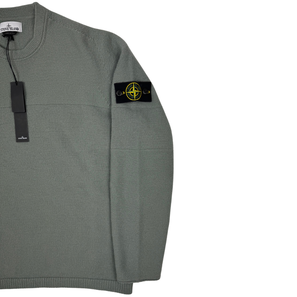 Jersey Stone Island cuello redondo de punto verde - talla XL