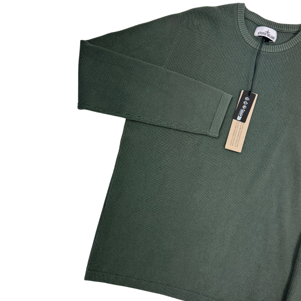 Jersey Stone Island cuello redondo verde cacería - talla XL