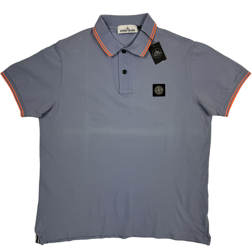 Polo Stone Island gris claro manga corta - talla 2XL