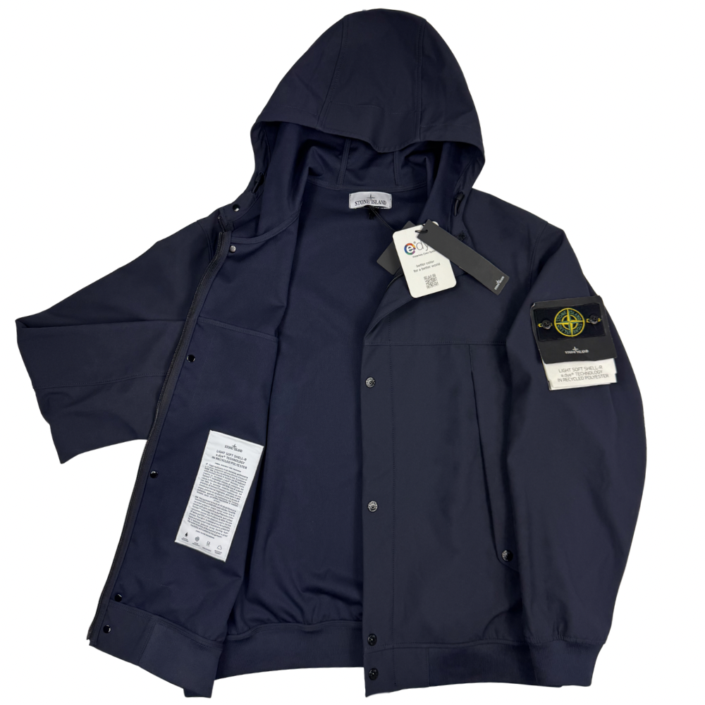 Chaqueta Stone Island Light Soft Shell-R e.dye Technology in Recycled Polyester azul marino - talla XL