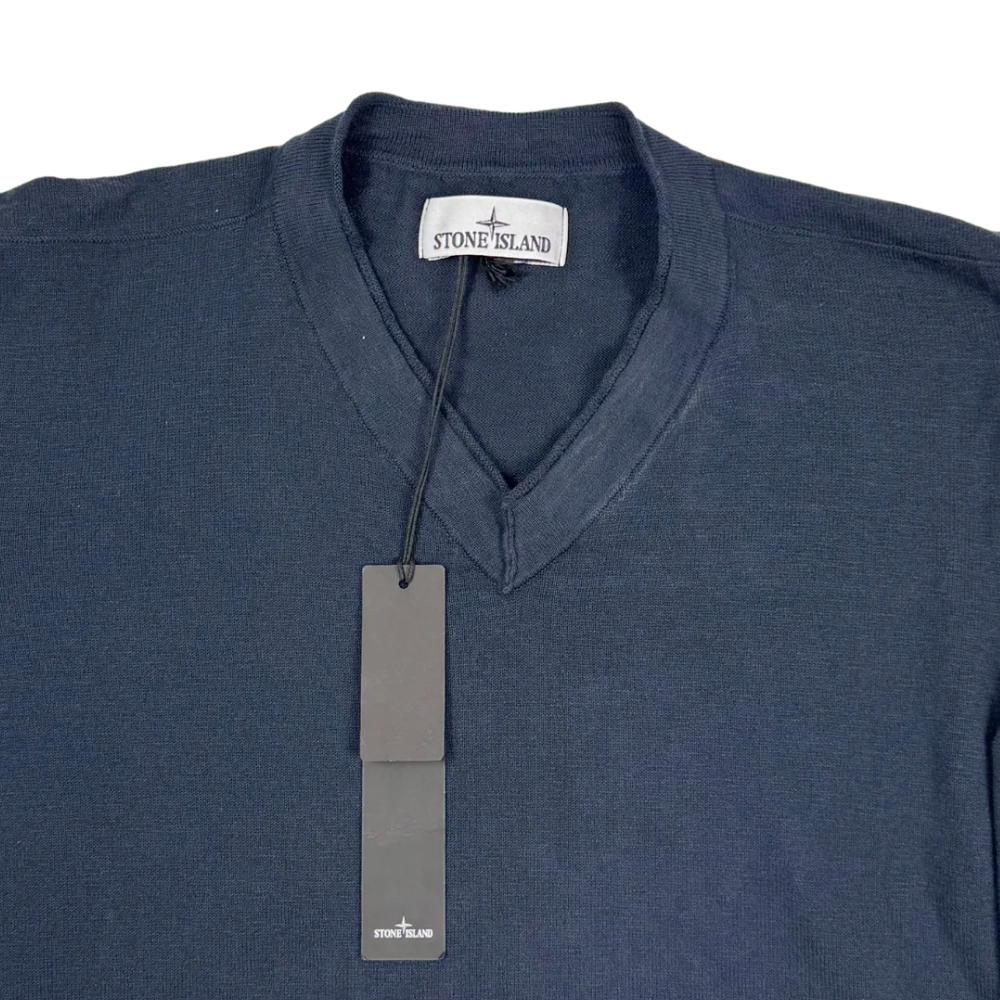 Jersey Stone Island cuello V azul marino - talla 2XL