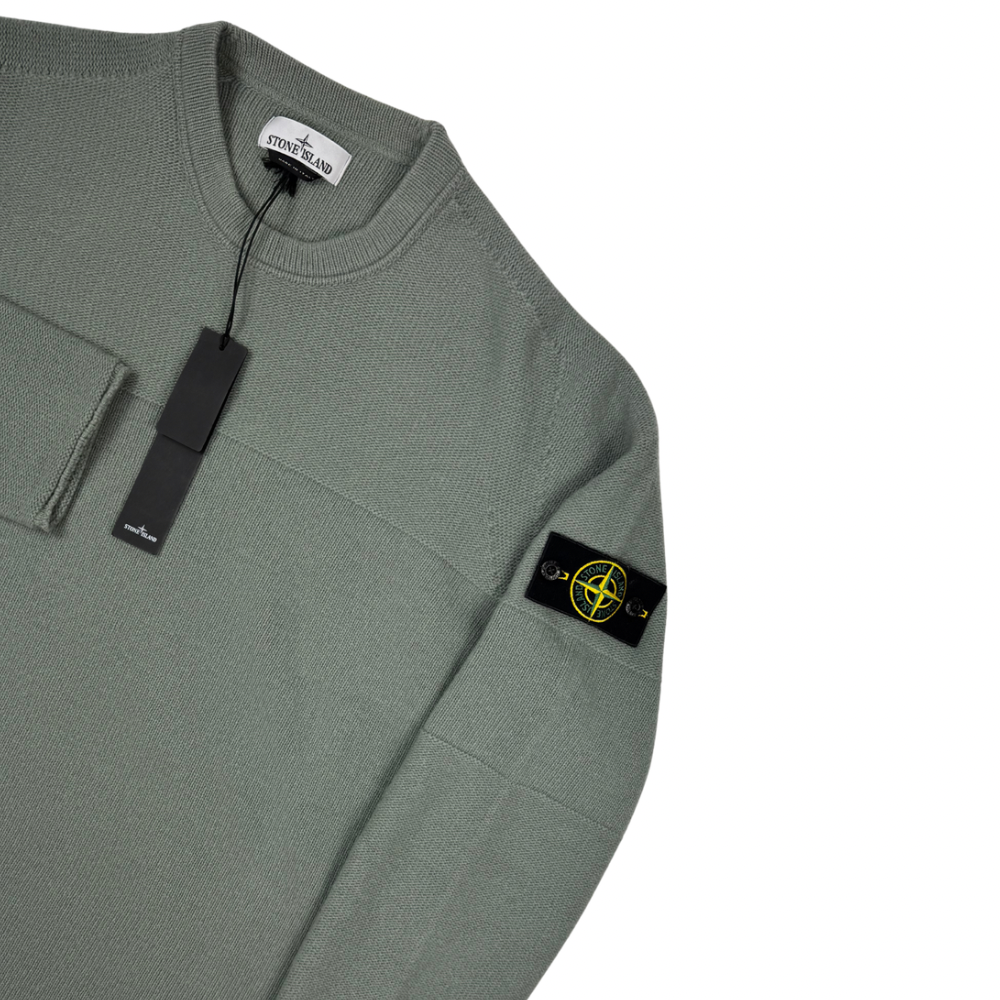Jersey Stone Island cuello redondo de punto verde - talla XL