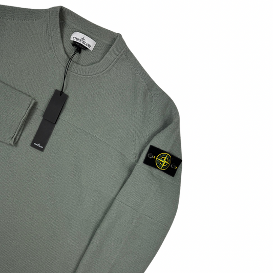 Jersey Stone Island cuello redondo de punto verde - talla XL