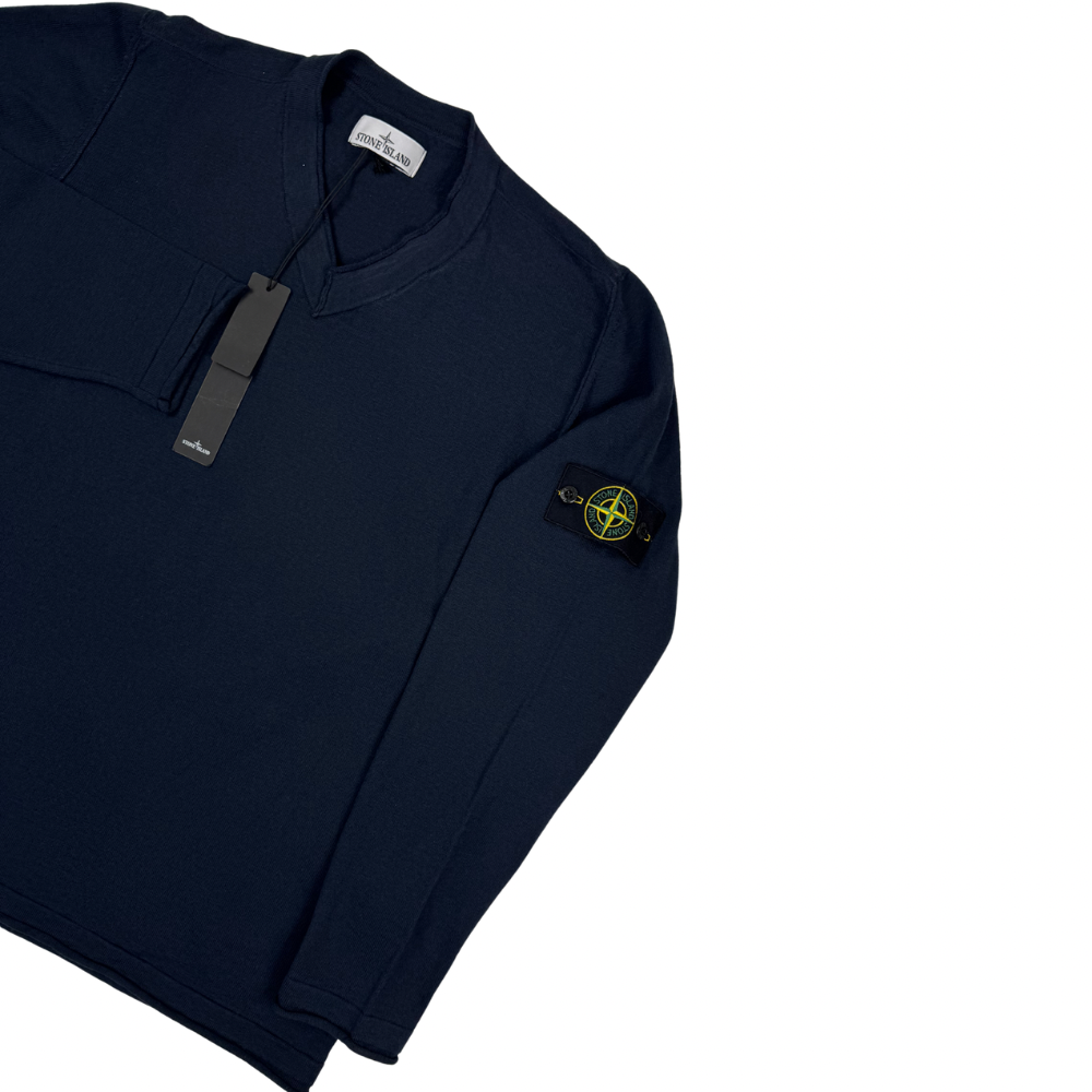 Jersey Stone Island cuello V azul marino - talla 2XL