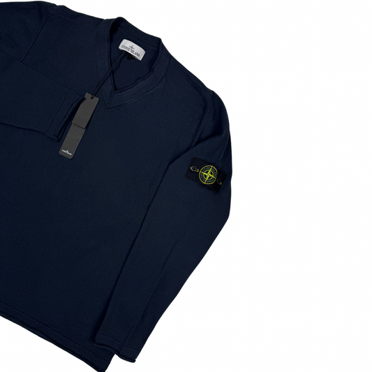 Jersey Stone Island cuello V azul marino - talla 2XL