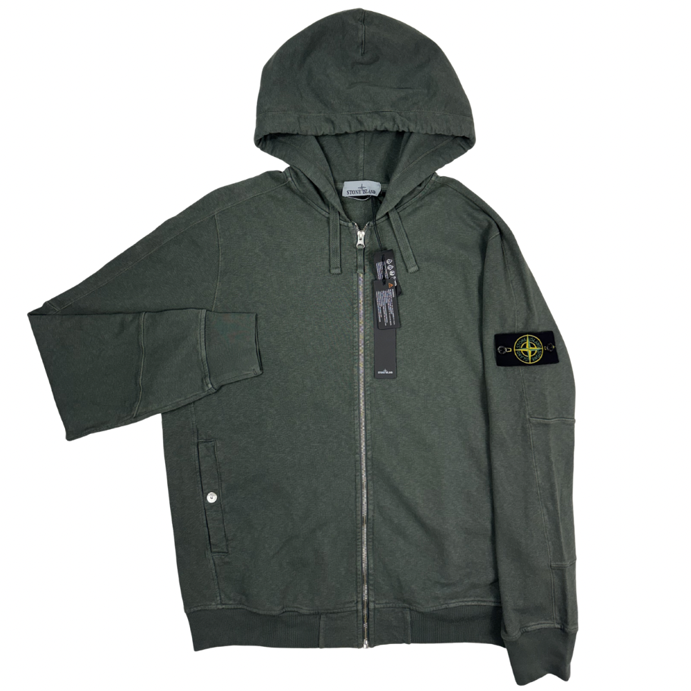 Sudadera con cremallera y capucha Stone Island verde oscuro - talla XL