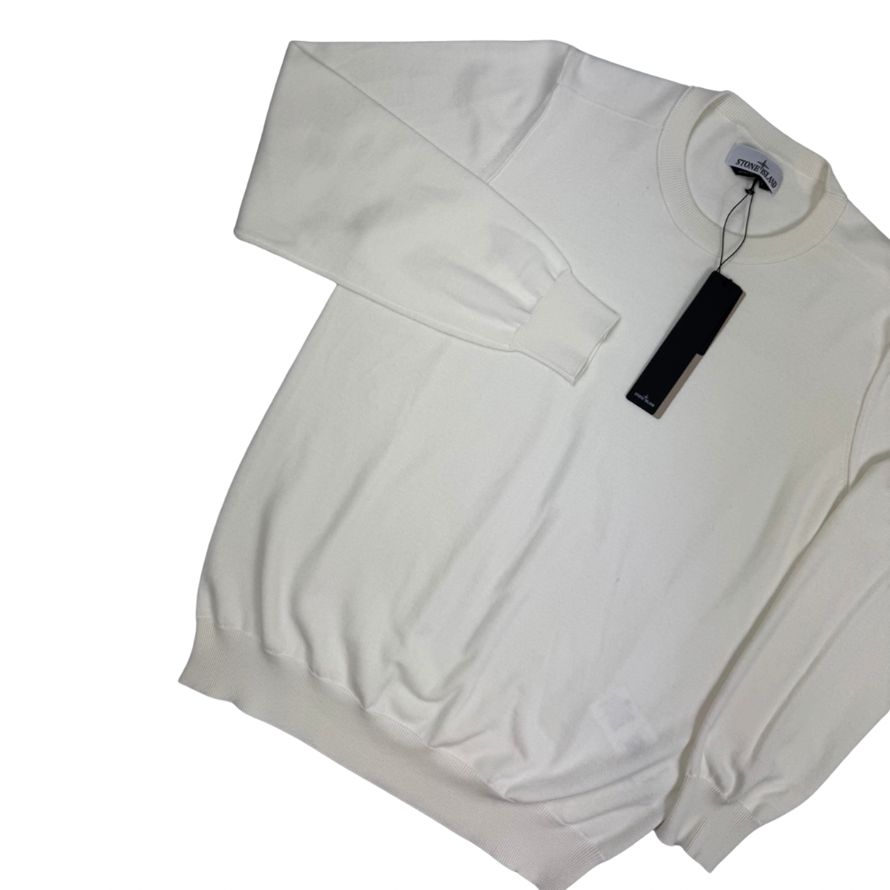 Jersey Stone Island cuello redondo blanco roto- talla XL/3XL