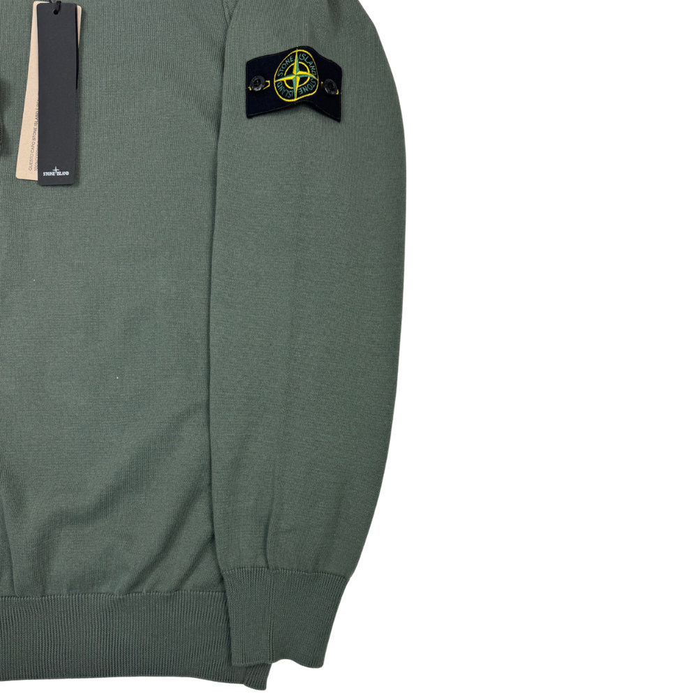 Jersey Stone Island cuello redondo verde cacería - talla XL/3XL