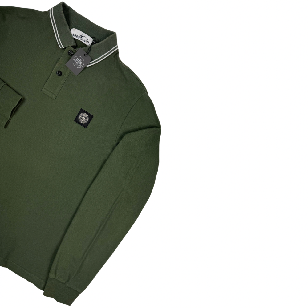 Polo Stone Island Verde manga larga - talla XL