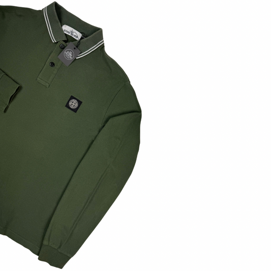 Polo Stone Island Verde manga larga - talla XL