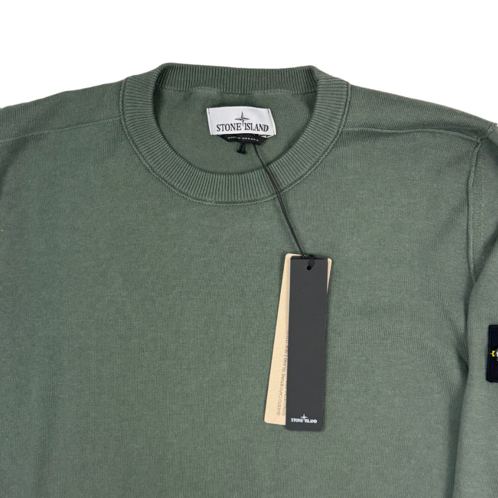 Jersey Stone Island cuello redondo verde cacería - talla XL/3XL