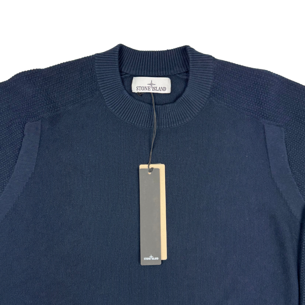 Jersey Stone Island cuello redondo de punto azul marino - talla 2XL