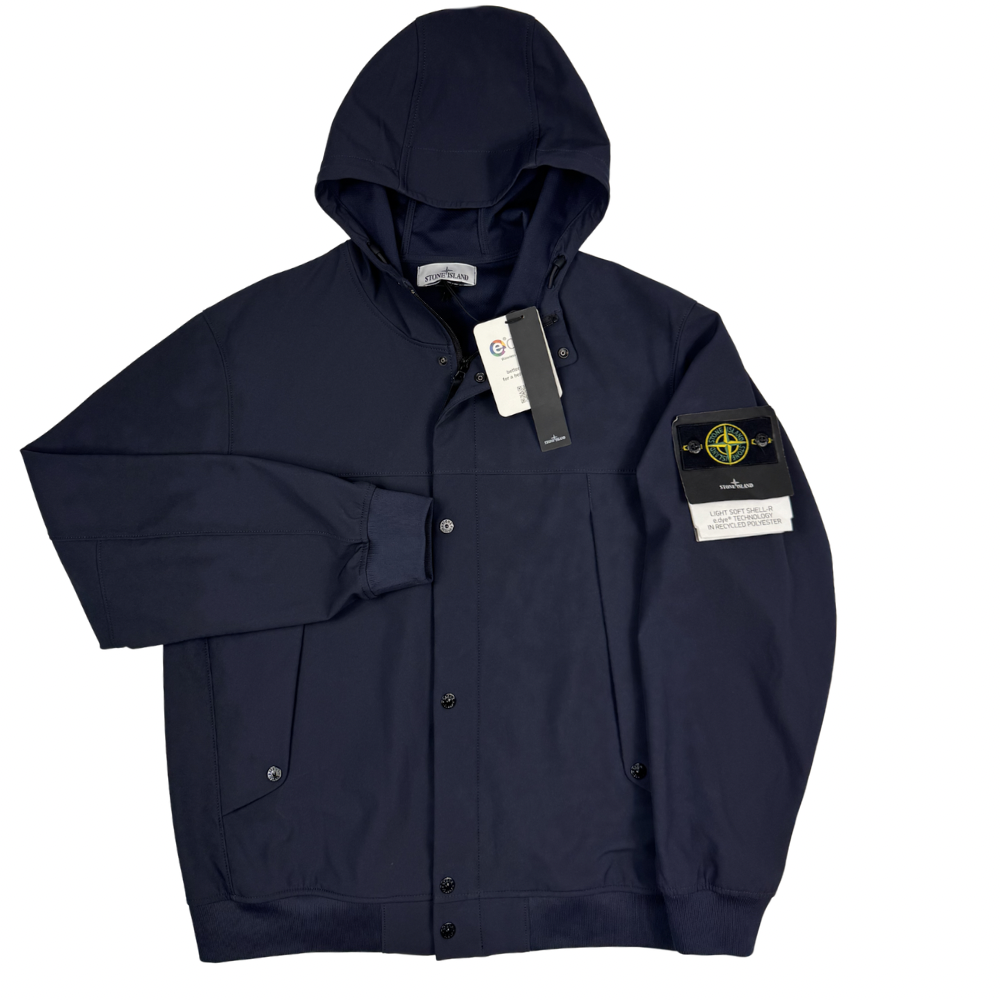 Chaqueta Stone Island Light Soft Shell-R e.dye Technology in Recycled Polyester azul marino - talla XL