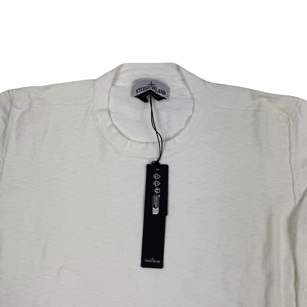 Jersey Stone Island cuello redondo blanco roto - talla 2XL