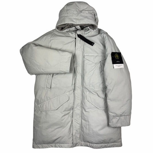 Abrigo Stone Island Opaque Nylon Twill Down-TC Blanco roto - talla 3XL