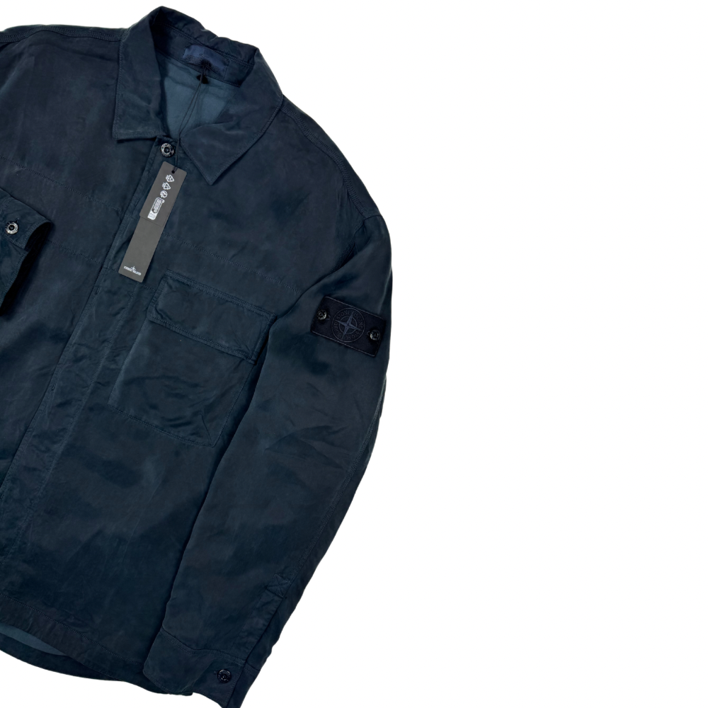 Sobrecamisa Stone Island Ghost con botones azul marino - talla 2XL