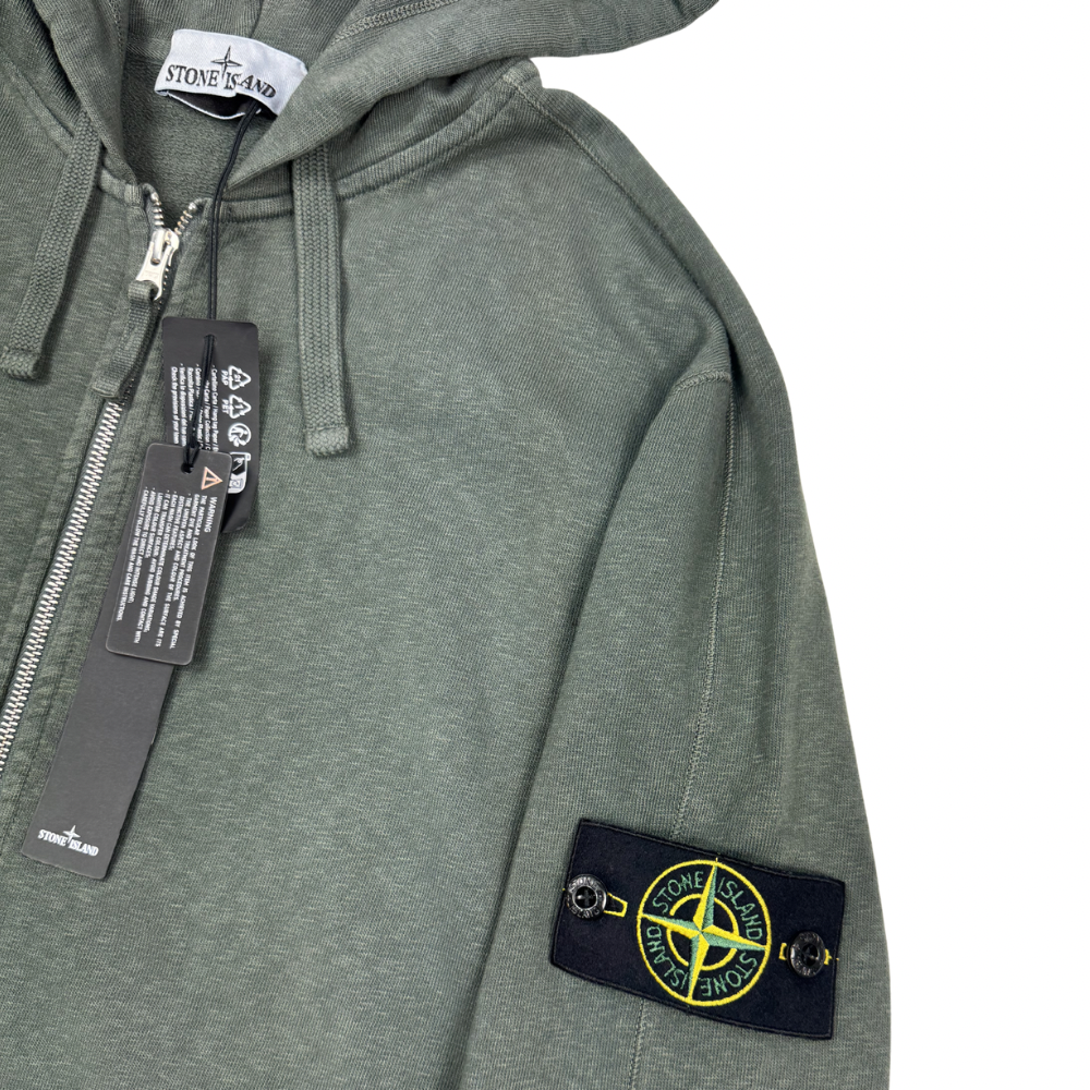 Sudadera con cremallera y capucha Stone Island verde oscuro - talla XL