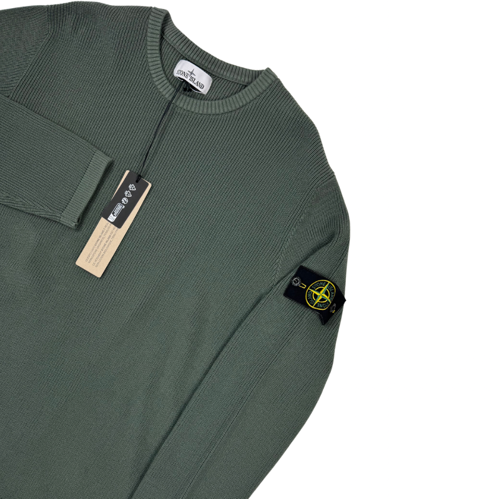Jersey Stone Island cuello redondo verde cacería - talla XL