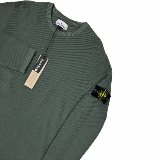 Jersey Stone Island cuello redondo verde cacería - talla XL