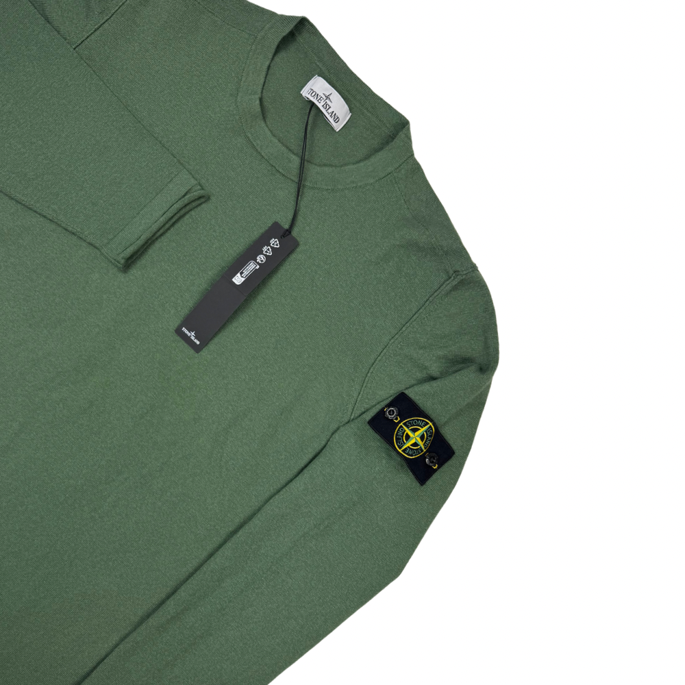 Jersey Stone Island cuello redondo verde oliva - talla 2XL/3XL