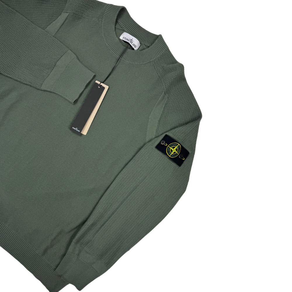 Jersey Stone Island cuello redondo verde cacería - talla 2XL