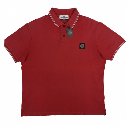Polo Stone Island rojo coral manga corta - talla 2XL