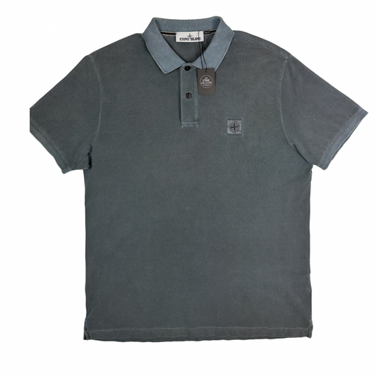 Polo Stone Island azul grisáceo manga corta - talla 2XL