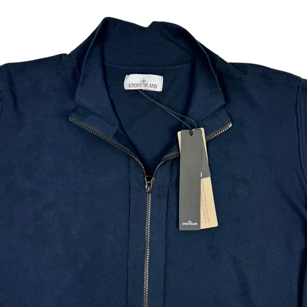 Jersey Stone Island cuello redondo con cremallera azul marino - talla 3XL